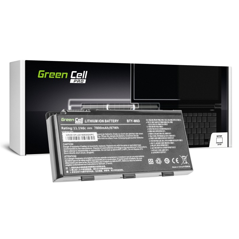 Green Cell PRO Battery for MSI GT60 GT70 GT660 GT680 GT683 GT780 GT783 GX660 GX680 GX780 / 11,1V 6600mAh