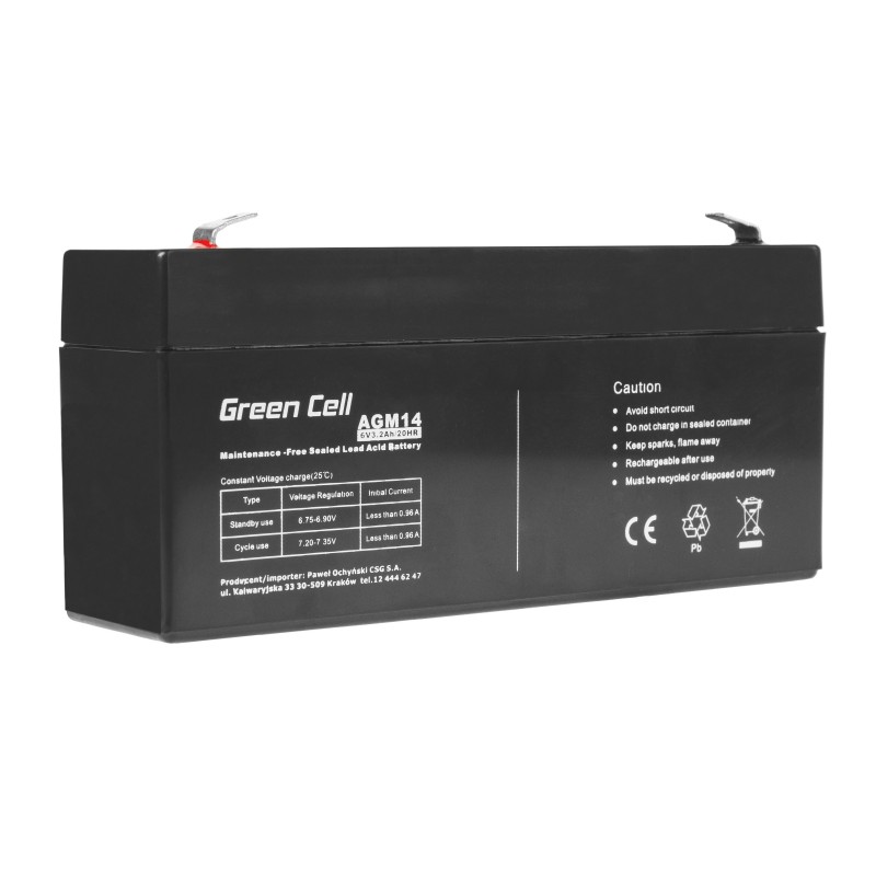 Green Cell AGM Battery 6V 3.3Ah