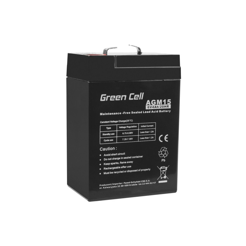 Green Cell AGM Battery 6V 4Ah