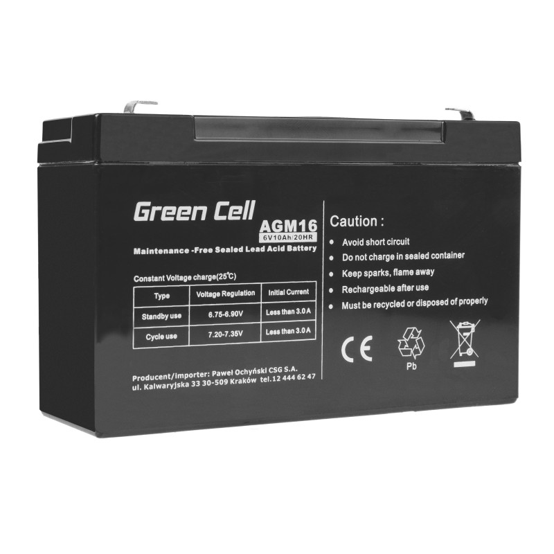 Green Cell AGM Battery 6V 10Ah