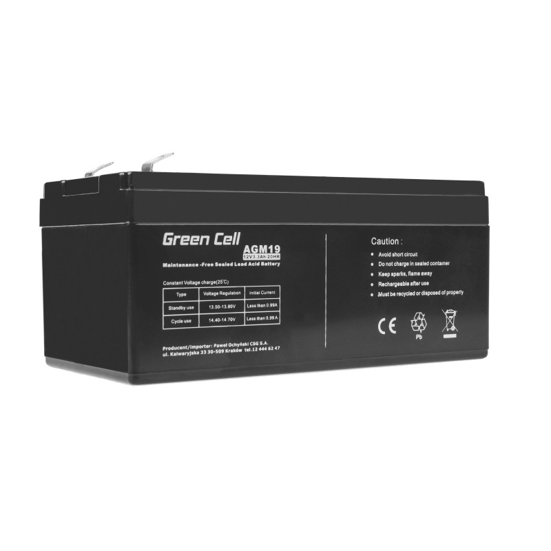 Green Cell AGM Battery 12V 3.3Ah