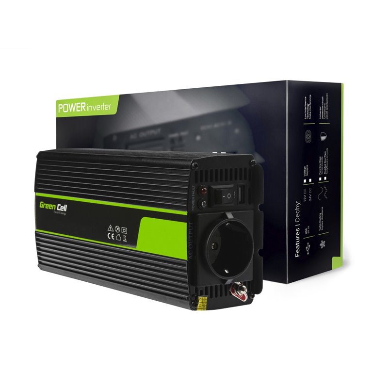 Green Cell ® Voltage Car Inverter 12V to 230V, 500W/1000W