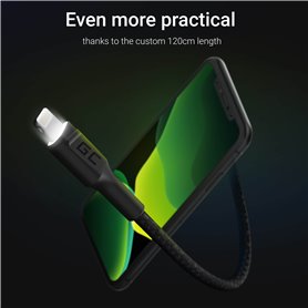 Cable Green Cell Ray USB-A - Lightning White LED 120cm with support for Apple 2.4A  fast charging