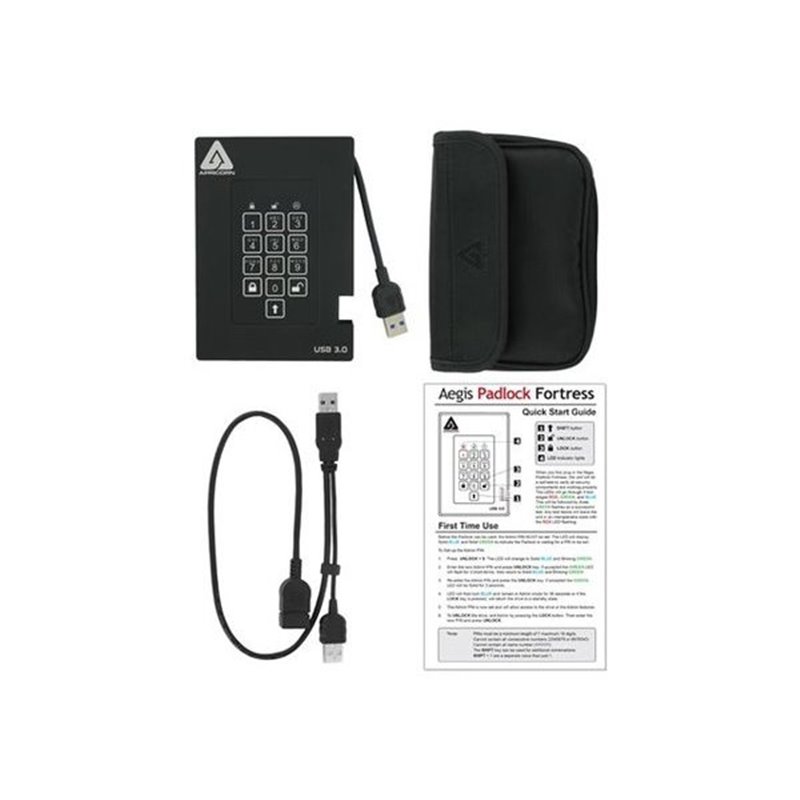 Apricorn Aegis Padlock Fortress A25-3PL256-S1000F - solid state drive - 1 TB - USB 3.0