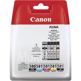 Canon PGI-580 PGBK/CLI-581 CMYBK Multipack - 5er-Pack - Schwarz, Gelb, Cyan, Magenta - Original - Tintenbehälter