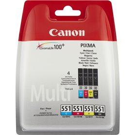 Canon CLI-551 C/M/Y/BK Multipack - 4er-Pack - Schwarz, Gelb, Cyan, Magenta - Original - Tintenbehälter
