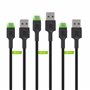 Set 3x Green Cell GC Ray USB-C 200cm Cable with green LED backlight, fast charging Ultra Charge, QC 3.0
