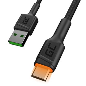 Cable Green Cell Ray USB-A - microUSB Orange LED 200cm with support for Ultra Charge QC3.0 fast charging