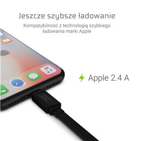 GCmatte Lightning Flat cable 25 cm with fast charging Apple 2.4A