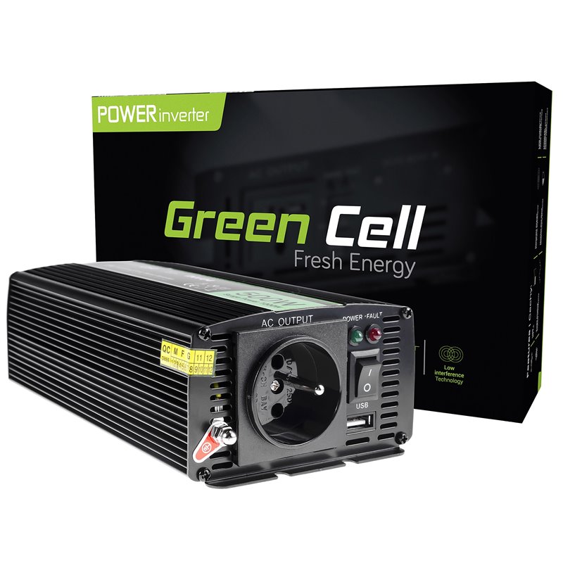 Green Cell ® Voltage Car Inverter 24V to 230V, 500W/1000W