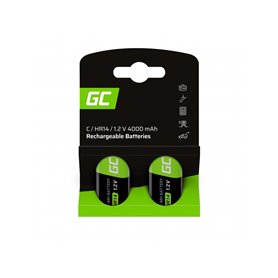 Rechargeable batteries 2x C R14 HR14 Ni-MH 1.2V 4000mAh Green Cell