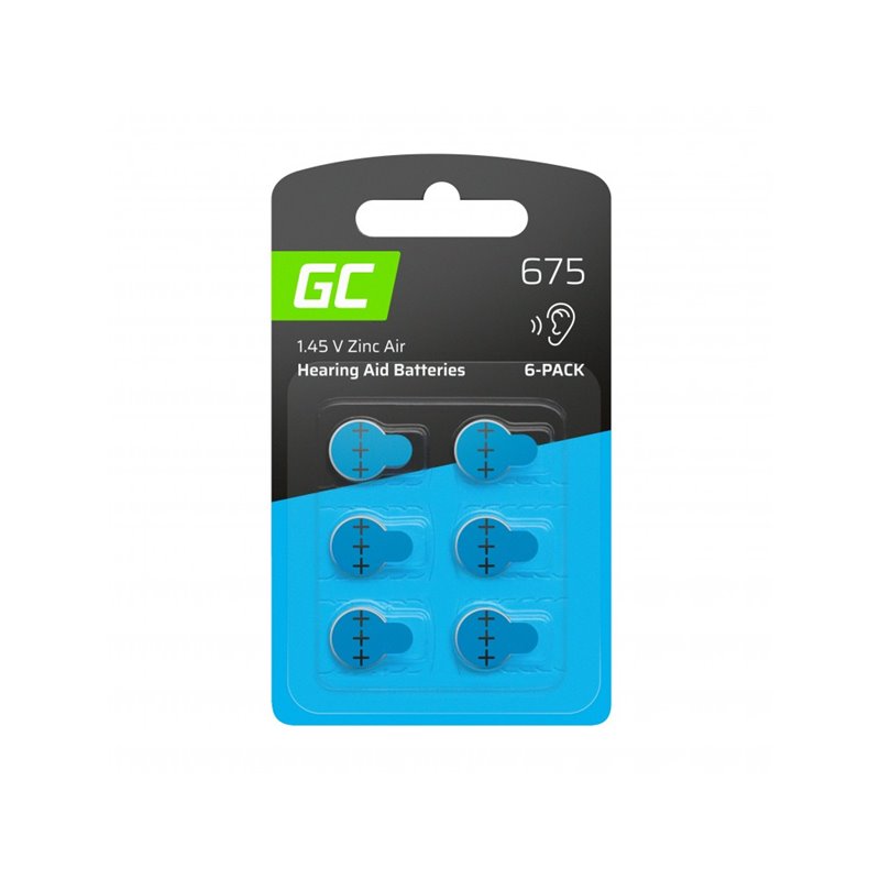 6x Battery Green Cell for hearing aid Type 675 P675 PR44 ZL1 ZincAir