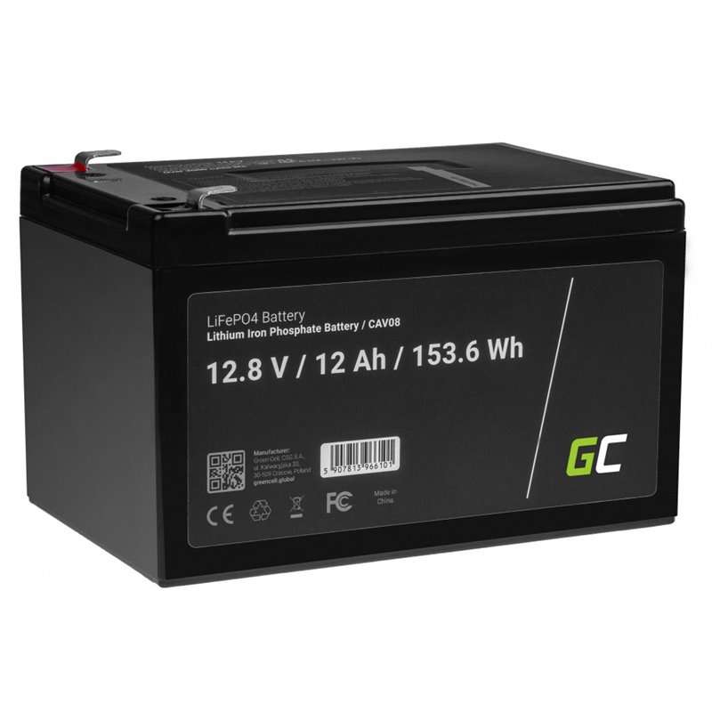 LiFePO4 battery 12Ah 12.8V 153,6Wh lithium iron phosphate battery photovoltaic system camping truck