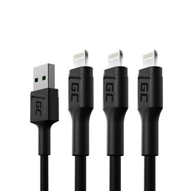 Set 3x Cable Green Cell GC Ray USB - Lightning 120cm for iPhone, iPad, iPod, white LED, quick charging
