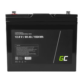 Battery Lithium-iron-phosphate LiFePO4 Green Cell 12V 12.8V 80Ah for photovoltaic system, campers and boats