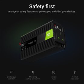 Green Cell® Car Power Inverter Converter 24V to 230V 500W/1000W with USB and UK PLUG