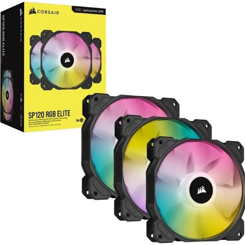 Corsair iCUE SP120 RGB Elite 3-pack PWM 12cm +LNode Core Corsair iCUE SP120 RGB Elite 3-pack PWM 12cm +LNode Core