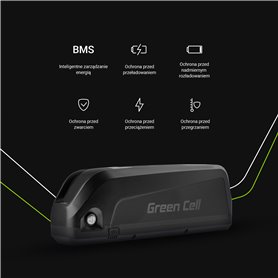 Green Cell E-bike Battery 48V 18Ah 864Wh Down Tube Ebike EC5 for Samebike, SMLRO with Charger