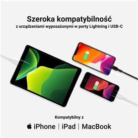 Kabel Bia³y USB-C - Lightning MFi 1m do Apple iPhone Green Cell PowerStream, z szybkim ³adowaniem Power Delivery