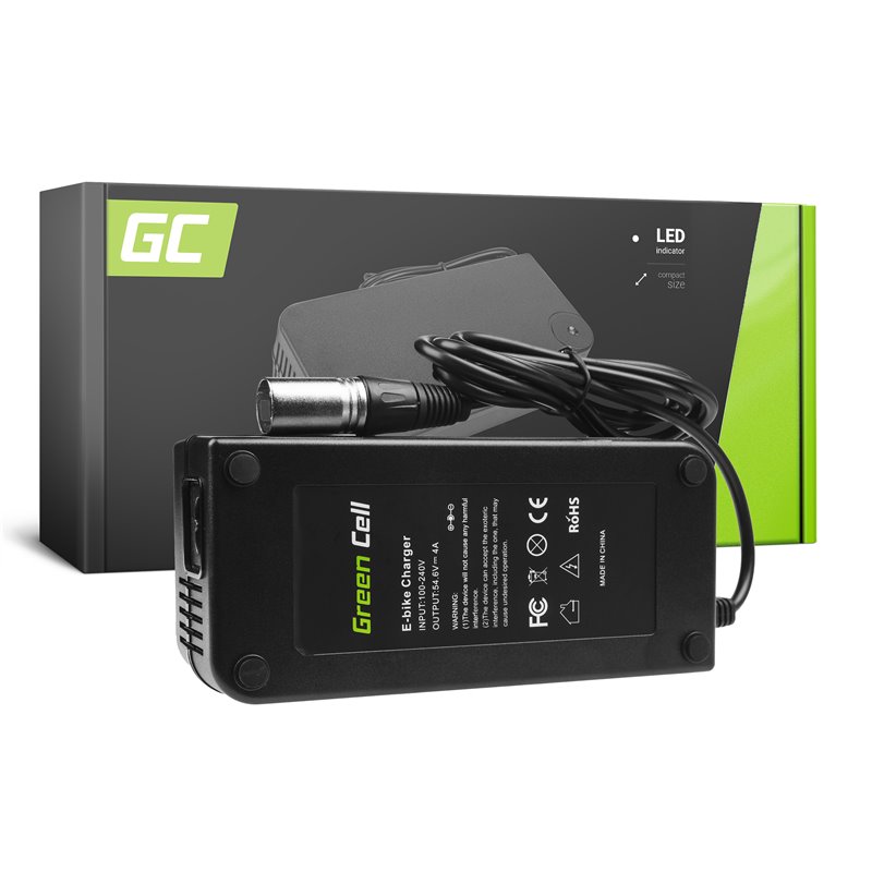 Green Cell Battery Charger 54.6V 4A (XLR 3 PIN) for E-BIKE 48V