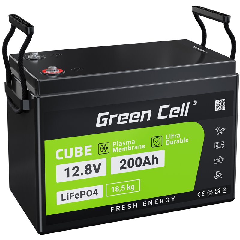 Green Cell akumulator LiFePO4 200Ah 12.8V 2560Wh Litowo-―elazowo-Fosforanowy do Kampera, Paneli solarnych, Foodtrucka, Off-Grid