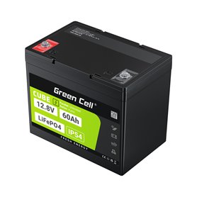 Green Cell CUBE LiFePO4 60Ah 12.8V 768Wh Lithium Iron Phosphate Battery for Electric Motors, Camper, Lifts