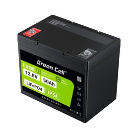 Green Cell CUBE LiFePO4 50Ah 12.8V 640Wh Lithium Iron Phosphate Battery for Camper, Golf Cart,Wind Power Plant