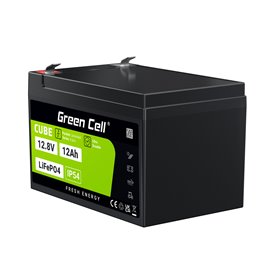 Green Cell CUBE LiFePO4 12Ah 12.8V 153.6Wh Lithium Iron Phosphate Battery for Wheelchair, Toy, Scooter