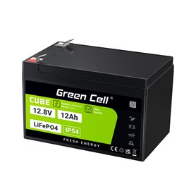 Green Cell CUBE LiFePO4 12Ah 12.8V 153.6Wh Lithium Iron Phosphate Battery for Wheelchair, Toy, Scooter
