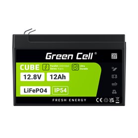 Green Cell CUBE LiFePO4 12Ah 12.8V 153.6Wh Lithium Iron Phosphate Battery for Wheelchair, Toy, Scooter