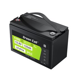 Green Cell CUBE LiFePO4 125Ah 12.8V 1600Wh Lithium Iron Phosphate Battery for Camper, Solar, Off-Grid System, Boat