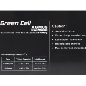 Green Cell Gel Battery AGM 12V 18Ah