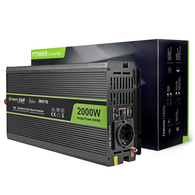 Green Cell® Power Inverter 12V to 230V 1000W/2000W