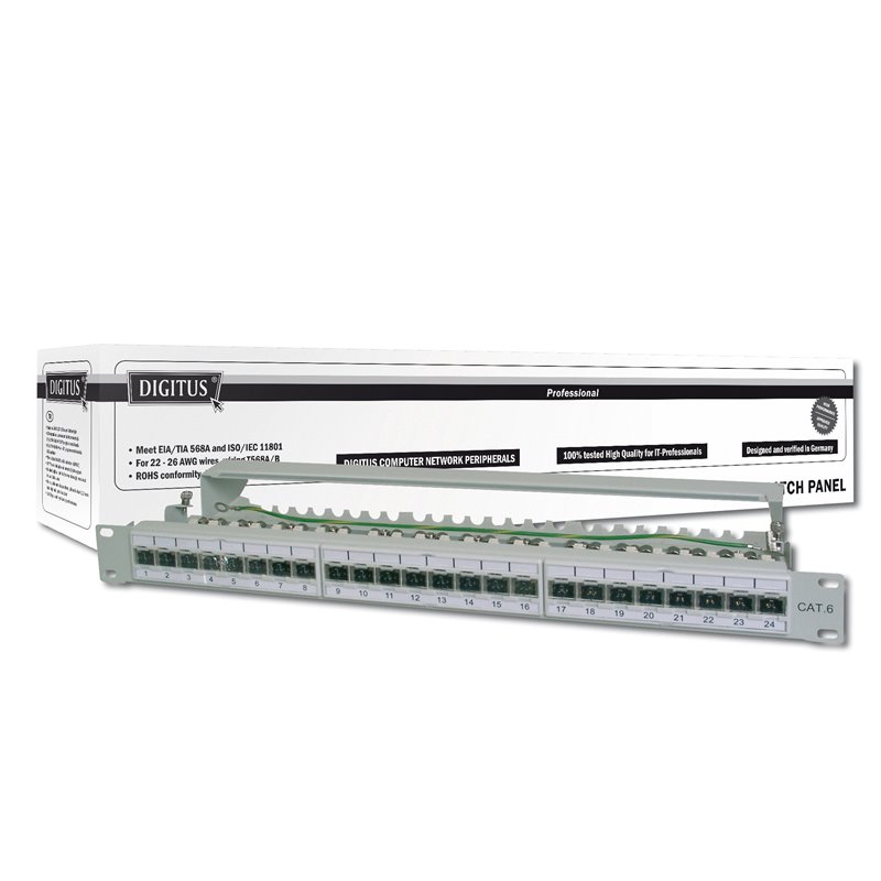 DIGITUS DN-91624S - patch panel - 1U - 19" CAT6 gr